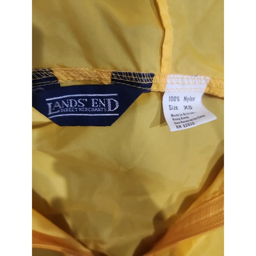 Vintage Land's End Yellow Windbreaker‎ Unisex XS Packable Anorak Jacket Pullover
